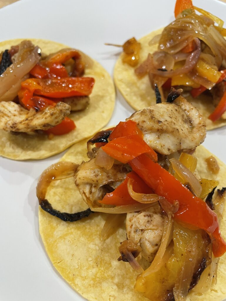 Chicken Fajitas on corn tortillas