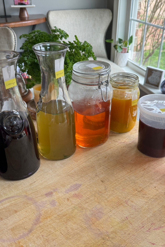 Natural food dyes in jars
